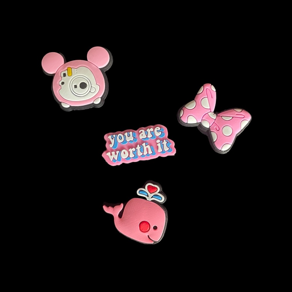 Decorative Shoe Charms for Clogs or Crocs Lot of 4 NWOT Mouse Head Polka Dot Bow